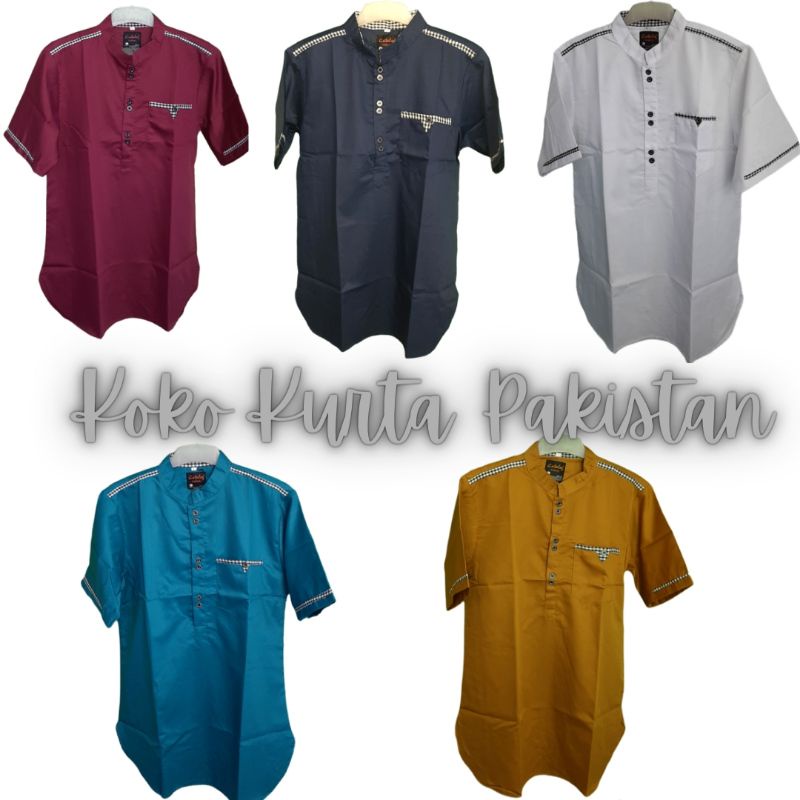 Koko Kurta Pakistan Lengan Pendek Pria