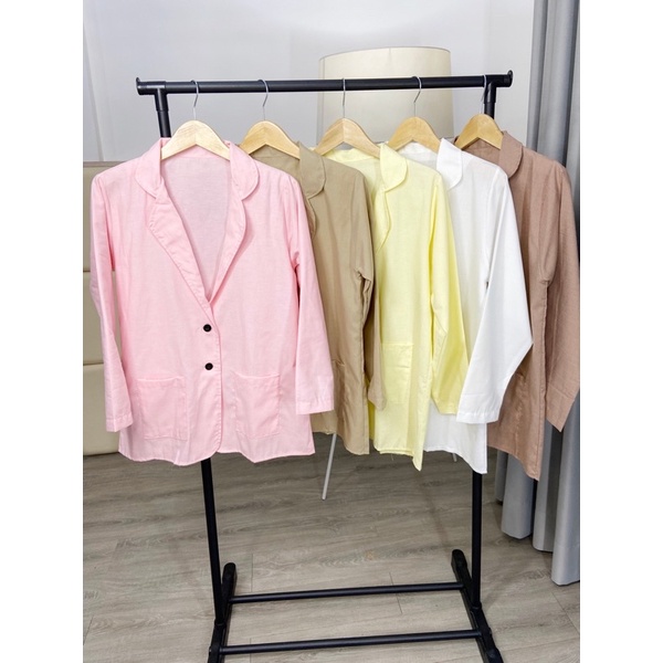 real pic blazer putih / blazer fahion korea / blazer kerja / outer putih / simply pocket blazer