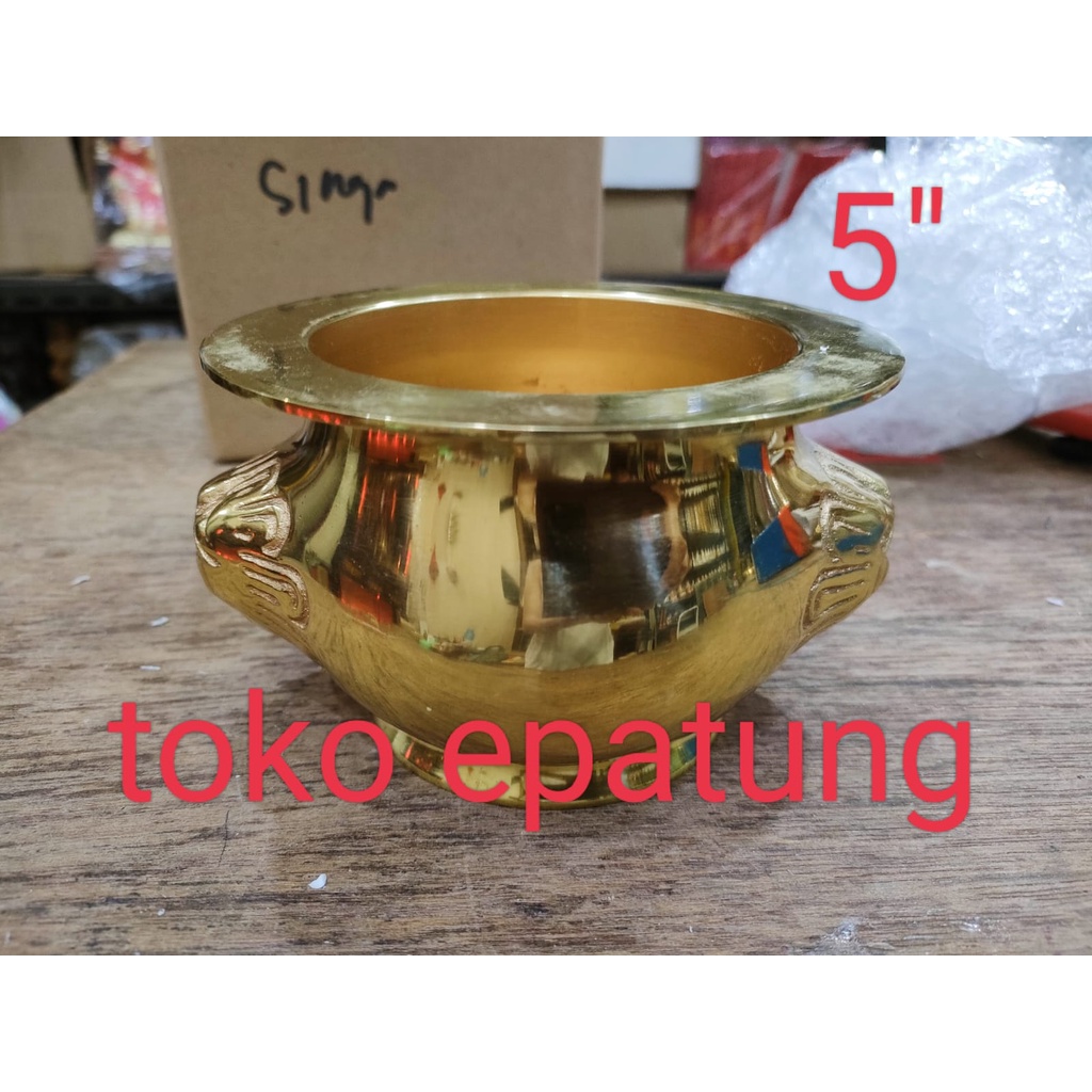 Hio Lo / hiolo/ hiulo/ hiu lo - kuningan - kepala singa - 5 inch