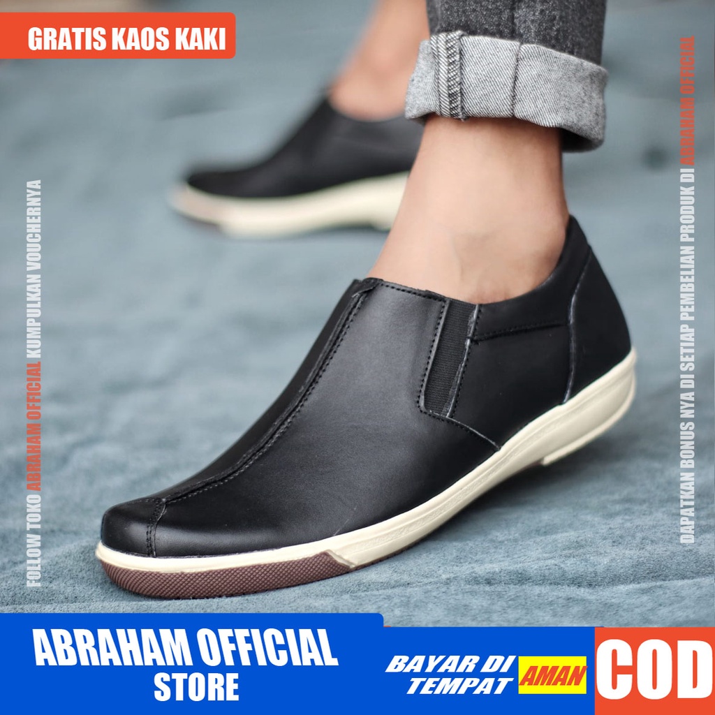 ABRHM x SANPLAT Sepatu Pria Casual Formal Kulit Asli Sepatu Kerja Pantofel Kondangan Cowok / Cowo Anti Slip