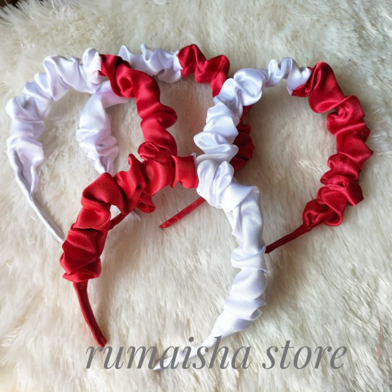 Ready stok bando srunchi merah putih/bando Nagita /bando ala Korea  2 warna edisi merdeka merah-putih  ready stok siap kirim