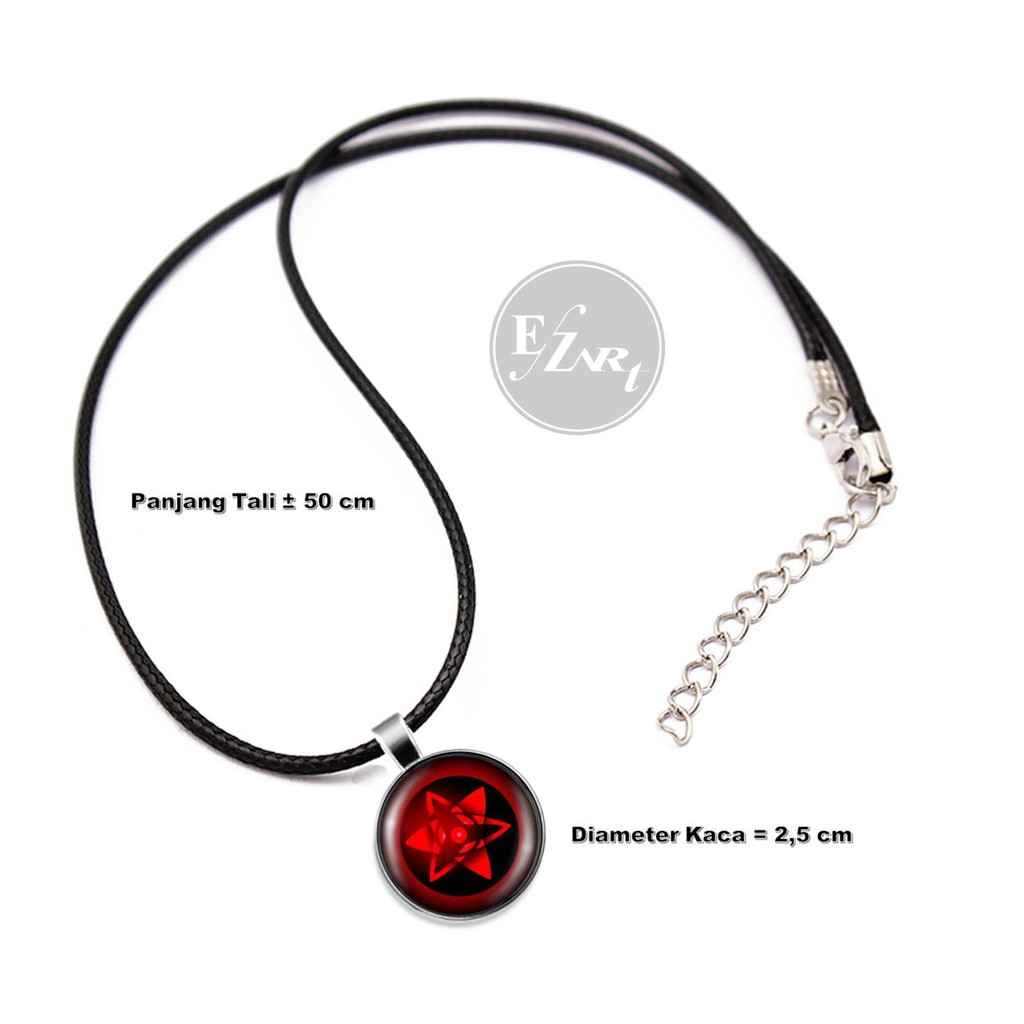 KALUNG LIONTIN NARUTO MATA SHARINGAN RINNEGAN EYE 3D RANTAI / KULIT STAINLESS STEEL