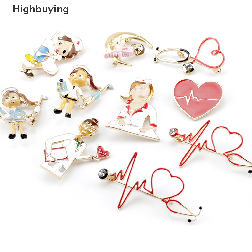 Hbid Bros Pin Enamel Bentuk Stetoskop Electrocardiogram Untuk Dokter / Perawat