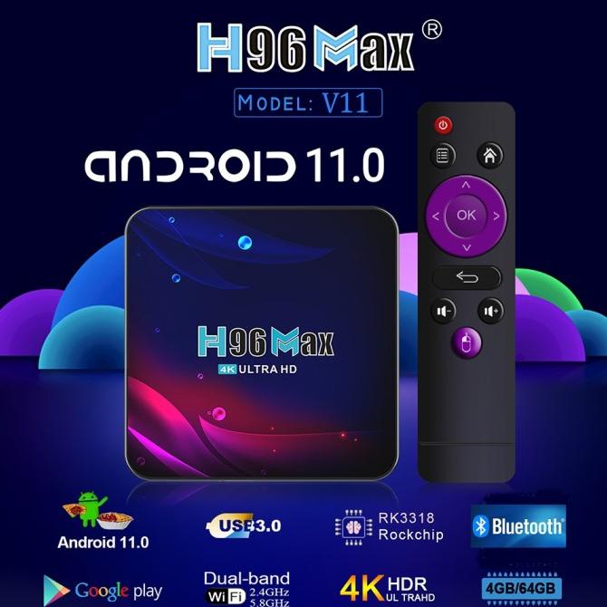 Android TV Box H96 MAX 4GB 64GB Bluetooth Miracast Resolusi 4K