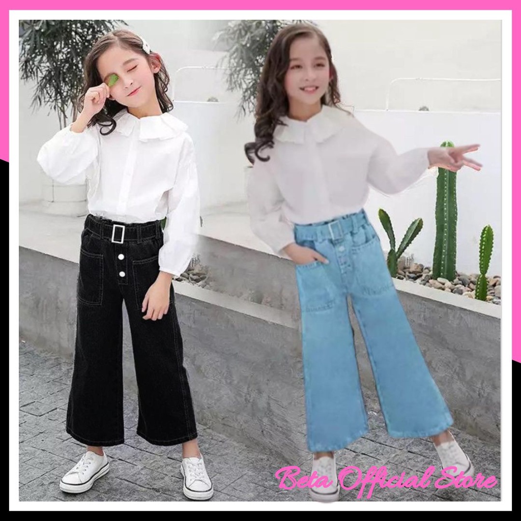 Baju Set Celana Panjang Kulot 2in1 Anak Perempuan Cewek Usia 4 5 6 Tahun Pesta Natal Trendy Simpel M