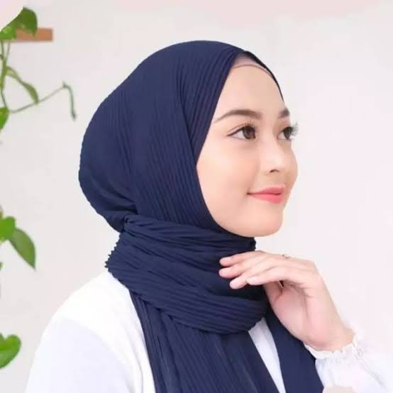 CRIMELDA PASHMINA PLISKET FULL 175x75 DIAMOND CREP HIJAB FASHION MUSLIM-NAVY P.PLISKT