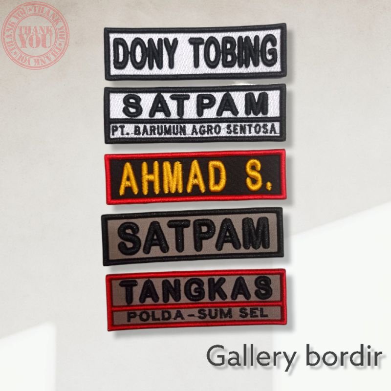 bordir nama satpam timbul Terbaru Bordir Nama