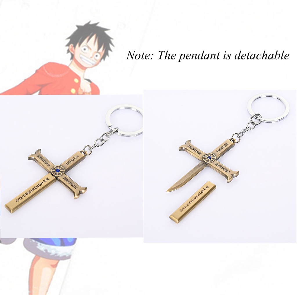 ROW Unisex Anime One Piece Geometrical Cross Necklace Dracule Mihawk Gift Alloy Eagle Eyes Vintage Detachable Pendant/Multicolor