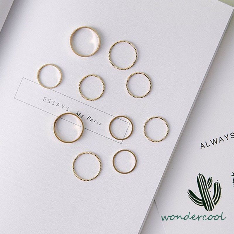 10pcs / Set Cincin Minimalis Gaya Korea Untuk Wanita-Won