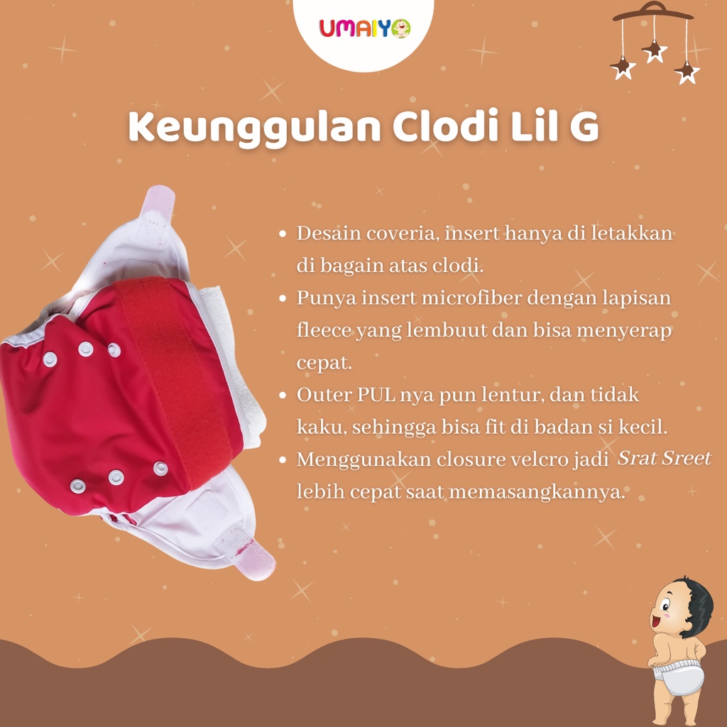 GG LIL G Clodi Newborn Popok Kain Bayi Baru Lahir type Coveria 1 insert microfiber SNI