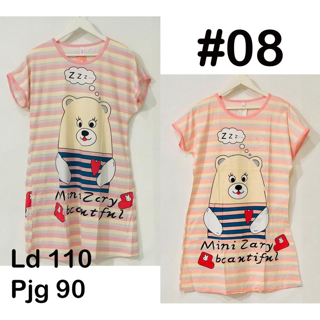 Daster Import Motif Salur Gambar Lucu | Setara Ukuran XXL | Ld 110