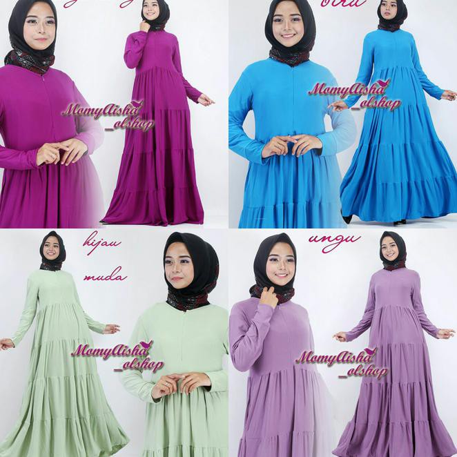 gamis polos susun baby doll jersey - Putih, XL Fashiion muslim/Dress Muslim
