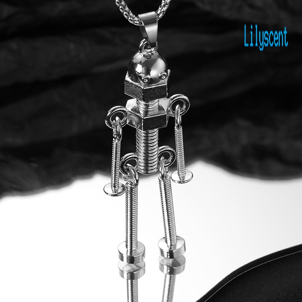 Kalung Liontin Bentuk Robot Bahan Stainless Alloy Warna Solid Tahan Lama Gaya Hip Hop Untuk Pria