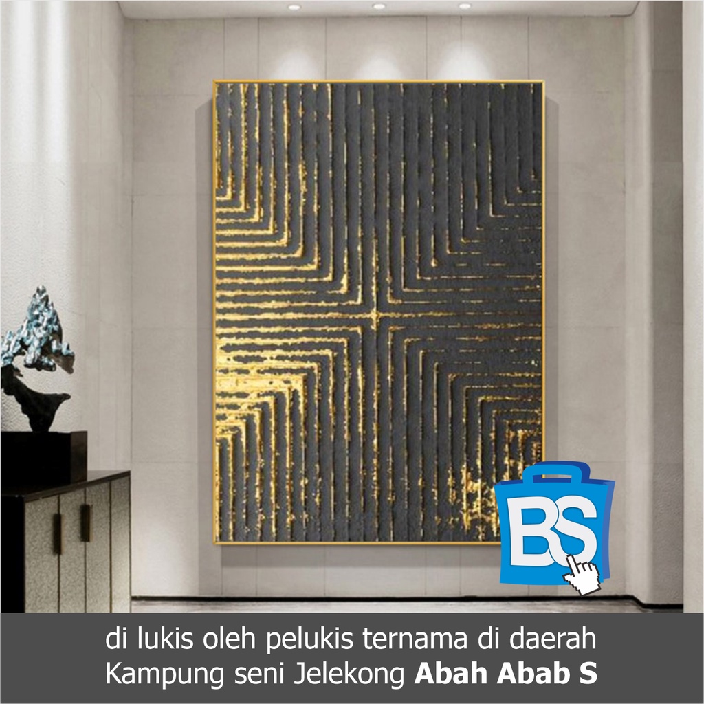 lukisan abstrak hitam Lukisan abstrak emas Seni dinding bertekstur hitam dan Emas Seni abstrak hitam