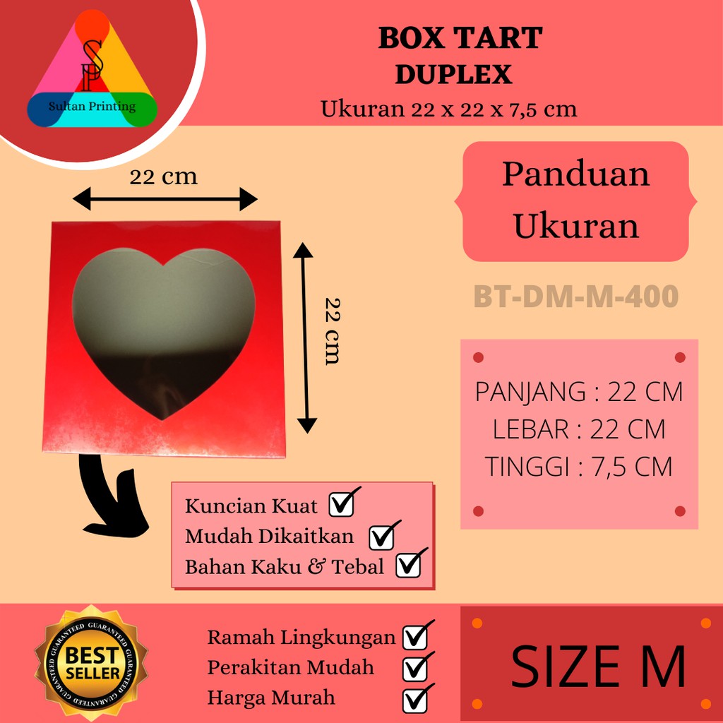 BOX TART / KEMASAN TART / BOX TART MERAH SIZE M