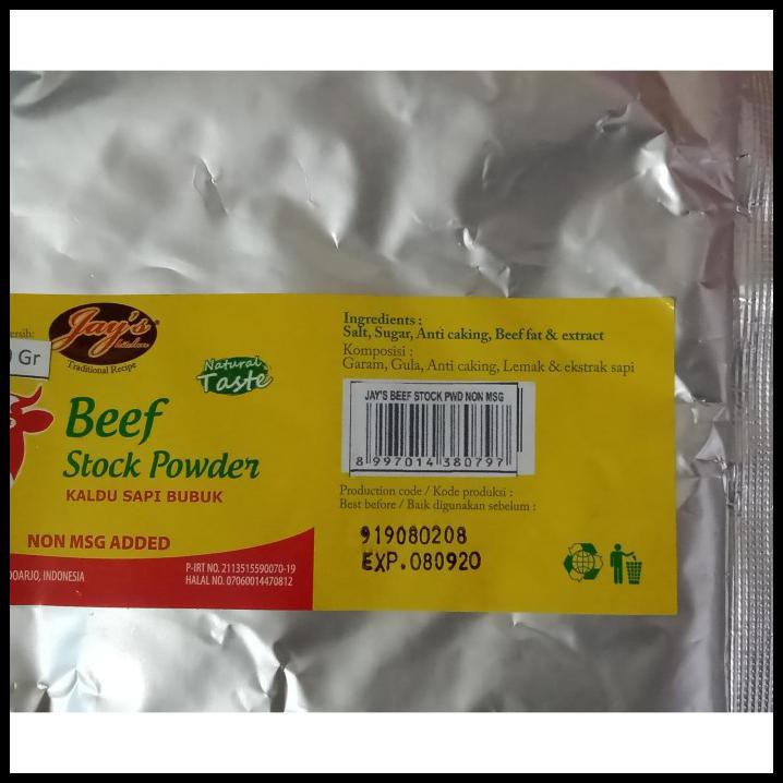 

Promo Terbatas - Jays Beef Stock / Kaldu Sapi Bubuk 500 Gr Tanpa Msg & Halal