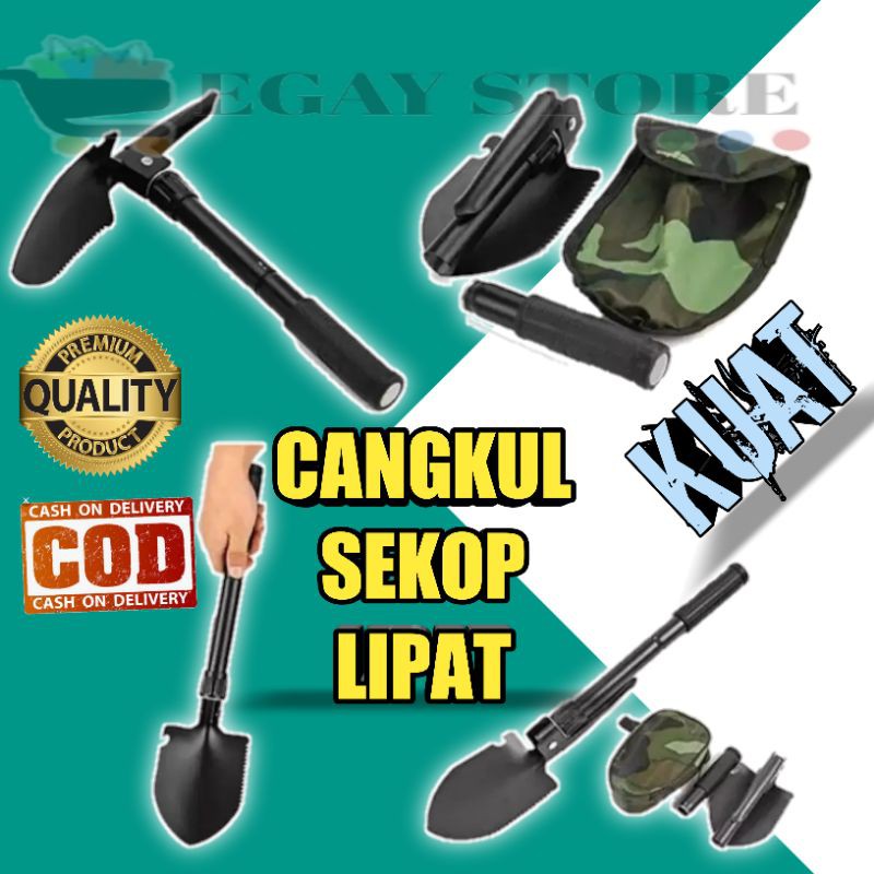 CANGKUL SEKOP MINI LIPAT TNI MILITER MULTIFUNGSI PORTABLE PORTABEL TANAMAN KEBUN PERALATAN BERKEBUN