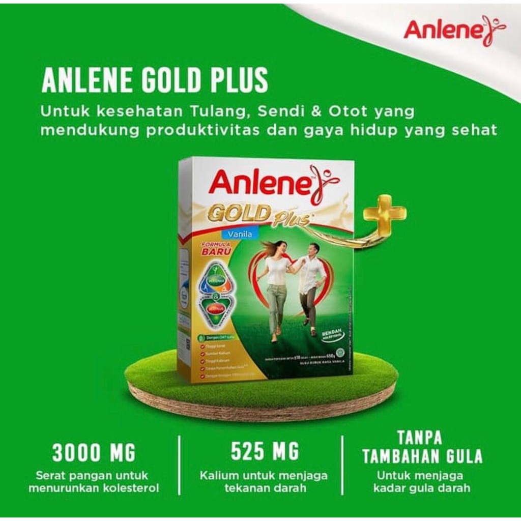 Anlene Gold Plus 250 gram rasa vanilla | coklat | original Susu nutrisi untuk usia 51 tahun ke atas