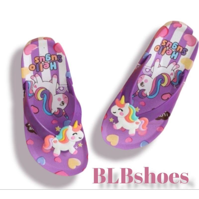 Sandal jepit anak perempuan motif Unicorn sandal karet anak kuda pony import