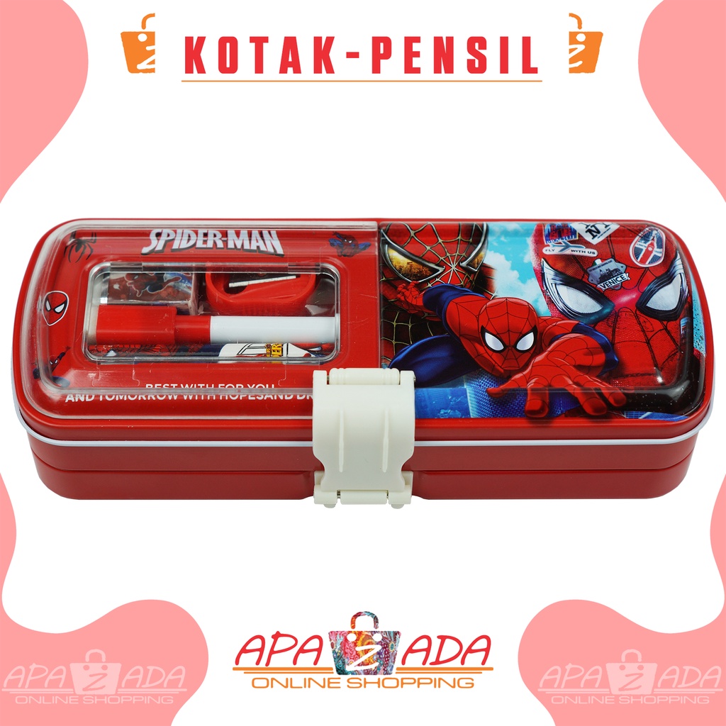 Apazada - Kotak Pensil Kaleng Karakter  2 Susun + Isi / Tempat Pensil Kaleng Plus Isi / Pencil Case Murah Berkualitas Bisa Cod-6