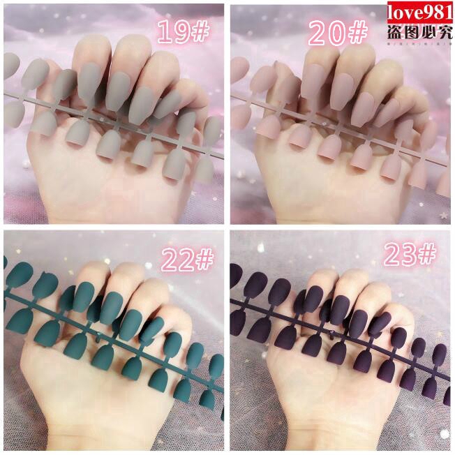 Balet Kuku Art Kuku 24 Pieces Kuku Palsu Jadi Gemuk Matte Scrub Kuku Palsu                  Ballet Manicure A Piece 24 Pieces of Fake Nail Finishes Matte Matte Scrub Coffin A False Nail No glue