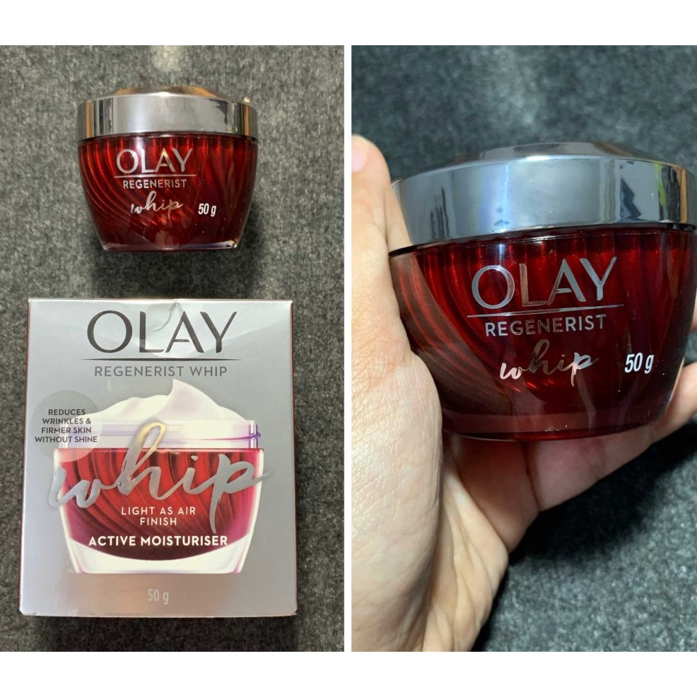 Olay Regenerist WHIP Day UV &amp; Night Cream Active Moisturizer Anti Aging Skincare 50g / 10gr - Krim Pelembab Regeneris DAy SPF 30 PA Night Cream / Krim Pagi Siang Malam