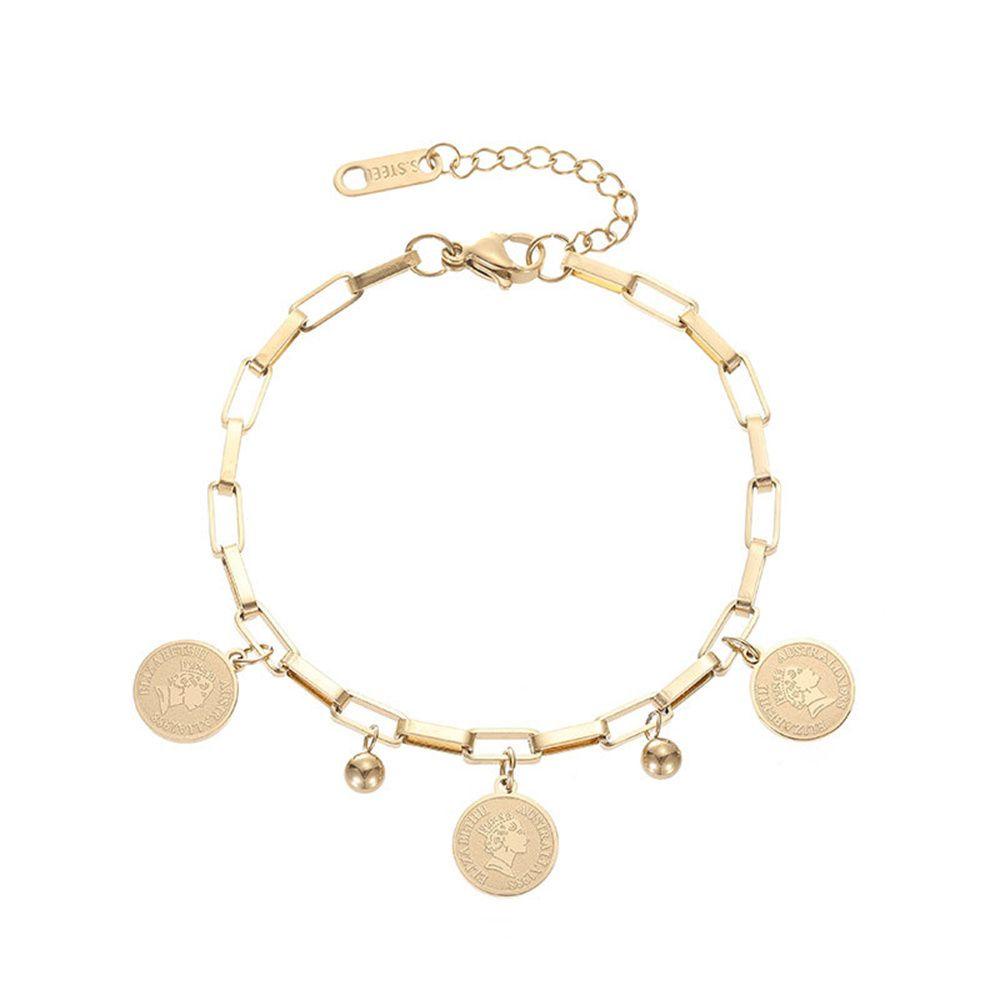 R-flower Pearl Bracelet Punk Anti Karat Lapis Emas Gothic Portrait