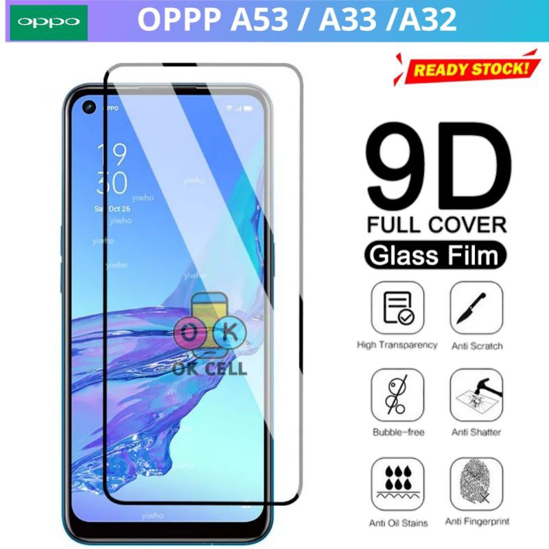 Tempered Glass Tg Full Layar OPPO A53 A33 A32 2020 Anti Gores Kaca Full Screen Protector Premium