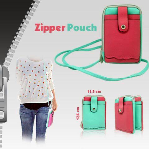 Tas Zipper Pouch Selempang Model Kancing