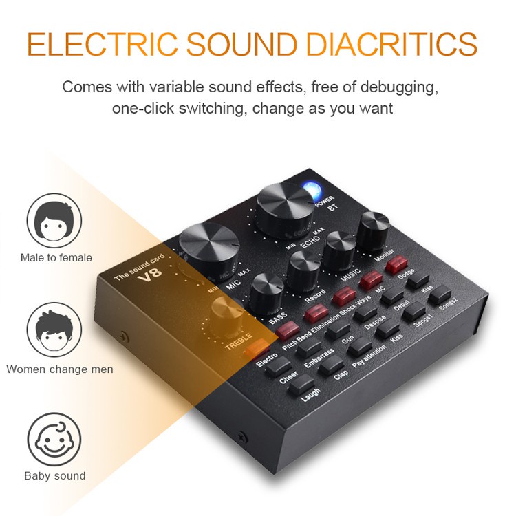 Trend-Soundcard v8 Mixer External Soundcard V8 Audio Microphone Singing Live Sound Card v8