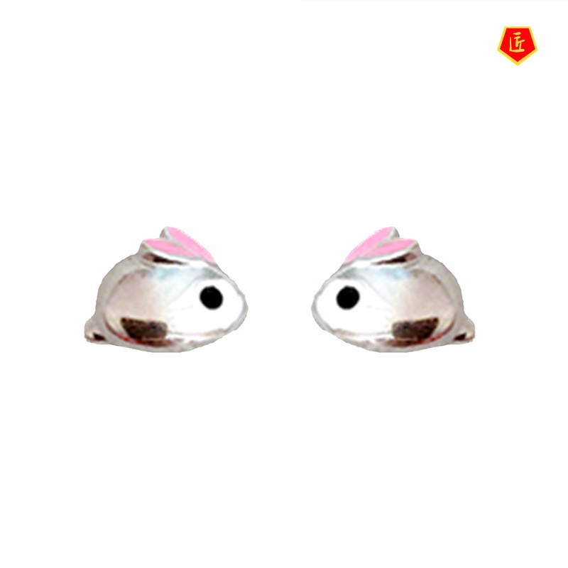 [Ready Stock]Bunny Ear Studs 925 Silver Female Cute