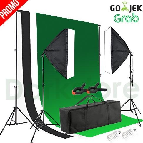 Paket Mini Studio Foto Background + Lampu