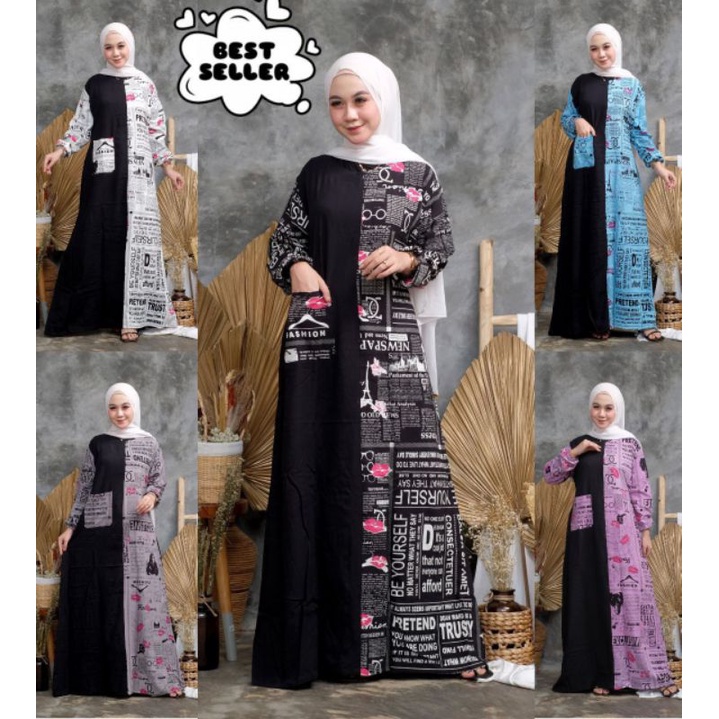 GAMIS KORAN LIPSTIK BEST SELLER // GAMIS KORAN VIRAL // GAMIS RAYON MOTIF KORAN