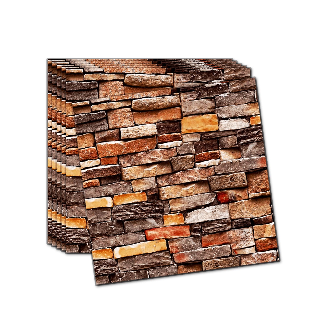 Wallpaper 3D Sticker  Dinding Motif Corak Batu Alam / Wallpaper 3D Foam Brick Emboss-2