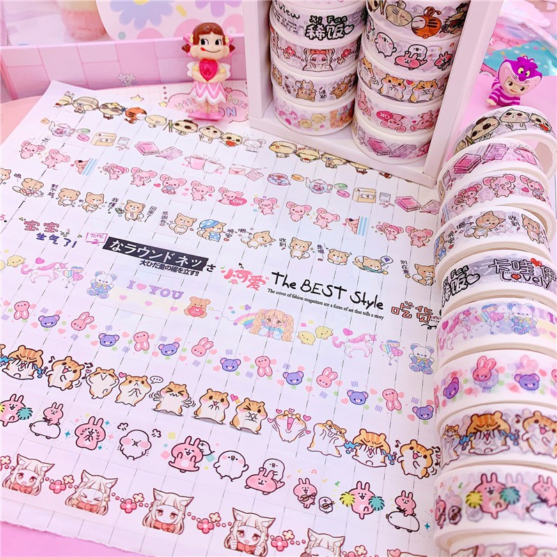 

Boneka Lucu 10 unids/lote lindo dibujo Animal papel enmascarar Washi cinta Set DIY japonés