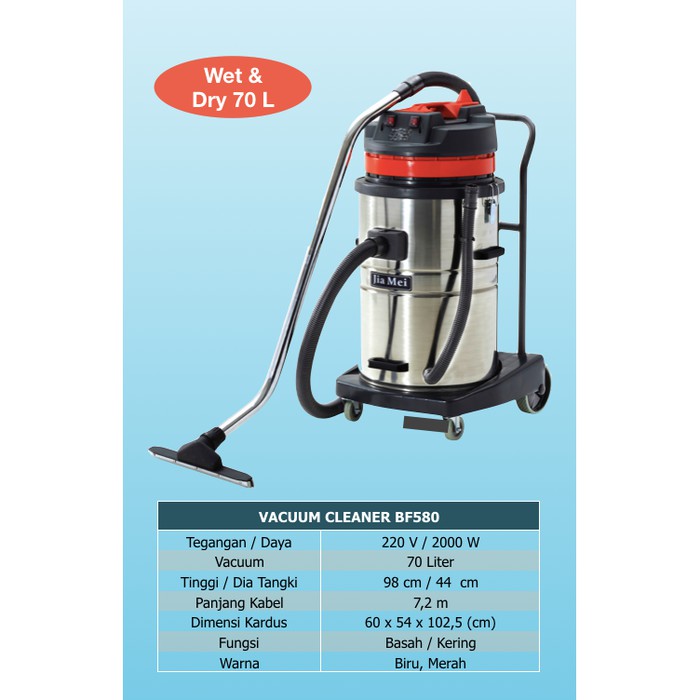 Vacuum Cleaner Stainless 70 Liter (2 Motor)