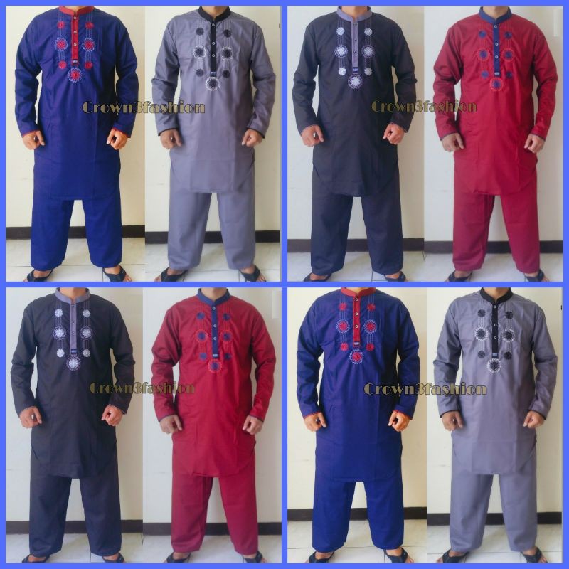 Setelan Koko Kurta Katun Jepang Bordir One Set Terbaru *Bisa COD√