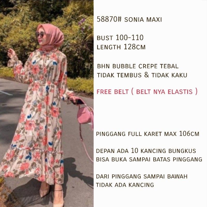 MDLV ~ 58870 SONIA MAXI // GAMIS IMPORT // LONG DRESS // FASHION MUSLIM IMPORT