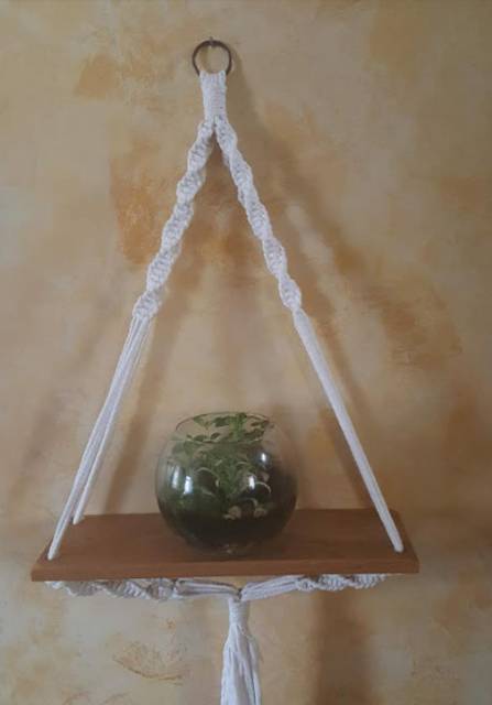 READY STOK) macrame rak kayu gantung/ Macrame ambalan/ rak buku/ Dekorasi rumah