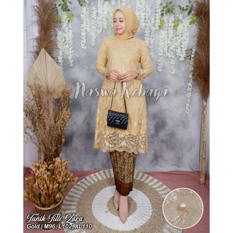 NASW✓TUNIK TILLE/KEBAYA TILLE/KEBAYA MODERN/BAJU KEBAYA/KEBAYA TUNIK/KEBAYA INDONESIA/KEBAYA-Gold