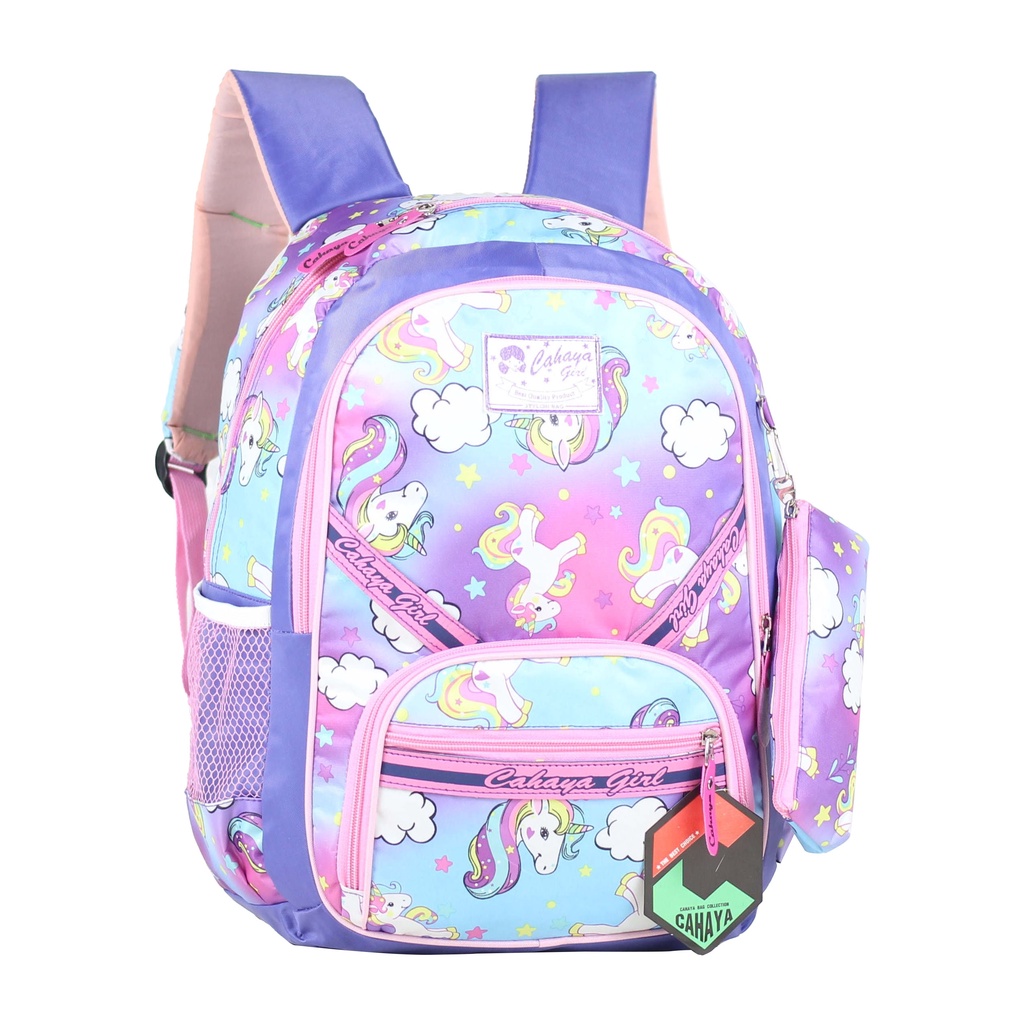 Tas Perempuan Ransel Anak Lucu Karakter Unicorn Ungu Strip Gendong Perempuan Cantik Sekolah Sd