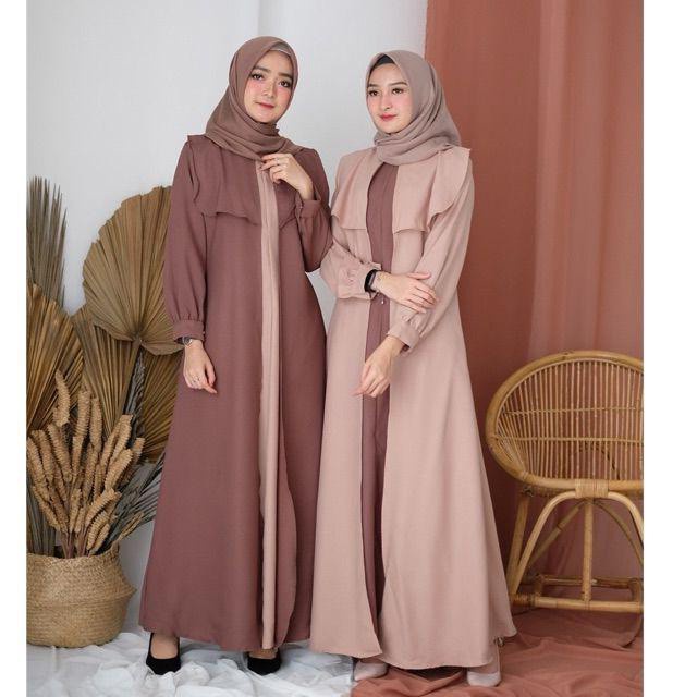 BAJU GAMIS WANITA DRESS DEWASA BAJU MUSLIM SYAR'I MODERN LADY ZARA DUA WARNA KEKINIAN MODEL TERBARU 