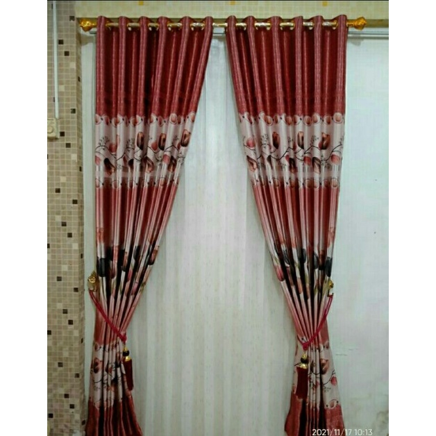 Gorden Hordeng Safannah Motif Tulip Blackout Import Mewah Elegan Smokring 12