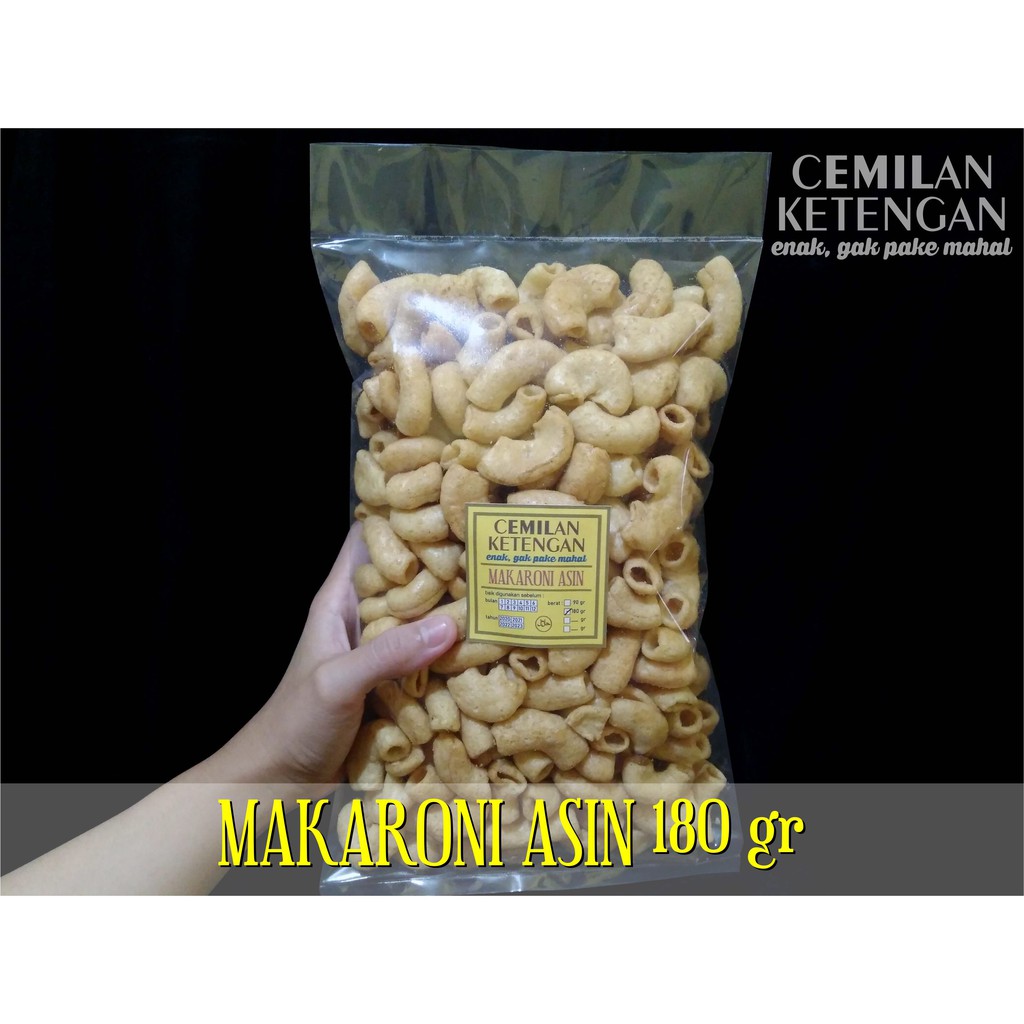 

MACARONI/MAKARONI MEKAR ASIN 180 GR/CEMILAN KETENGAN/MACRON/MAKRON