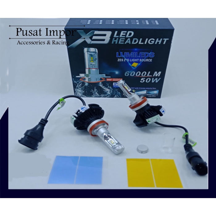 lampu led headlamp mobil h11 philips x3 best quality 3 warna