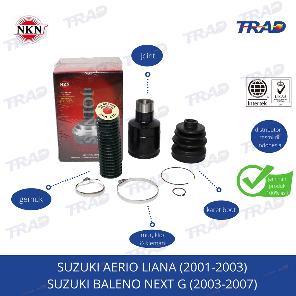 CV Joint AS Roda Dalam NKN JAPAN Suzuki Aerio Liana, Baleno Next G