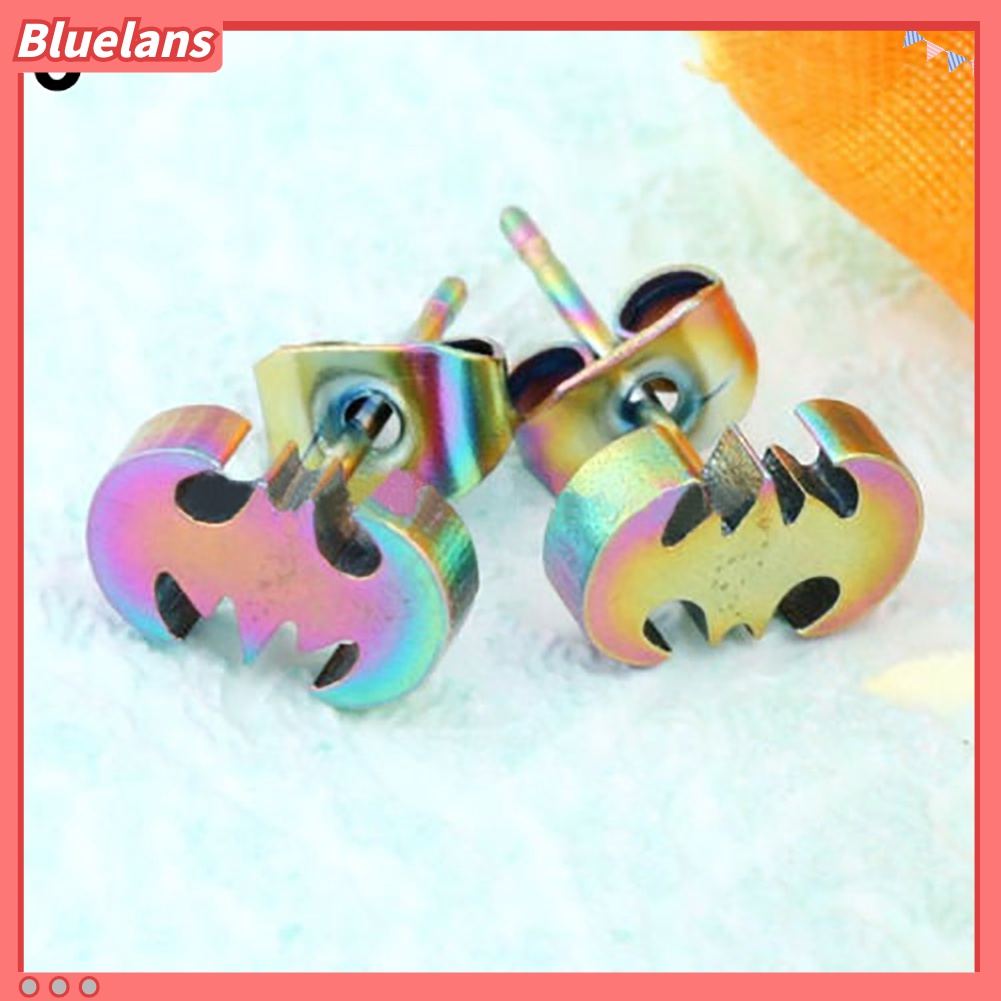 Anting Tusuk Motif Kelelawar Ala Punk Bahan Stainless Steel Untuk Pria / Wanita