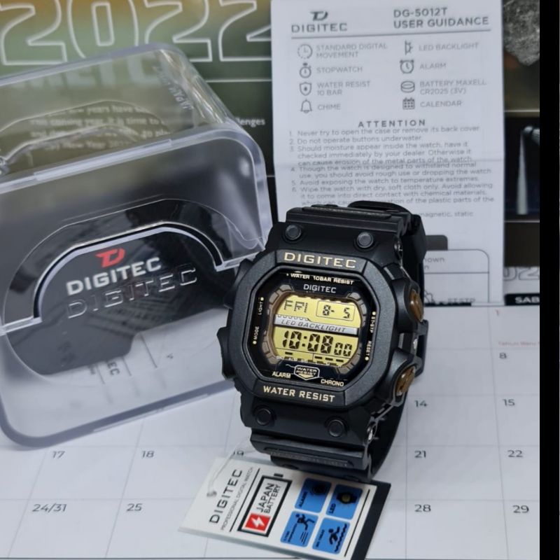 Jam Tangan Pria Digital DIGITEC DG 5012 Rubber Original