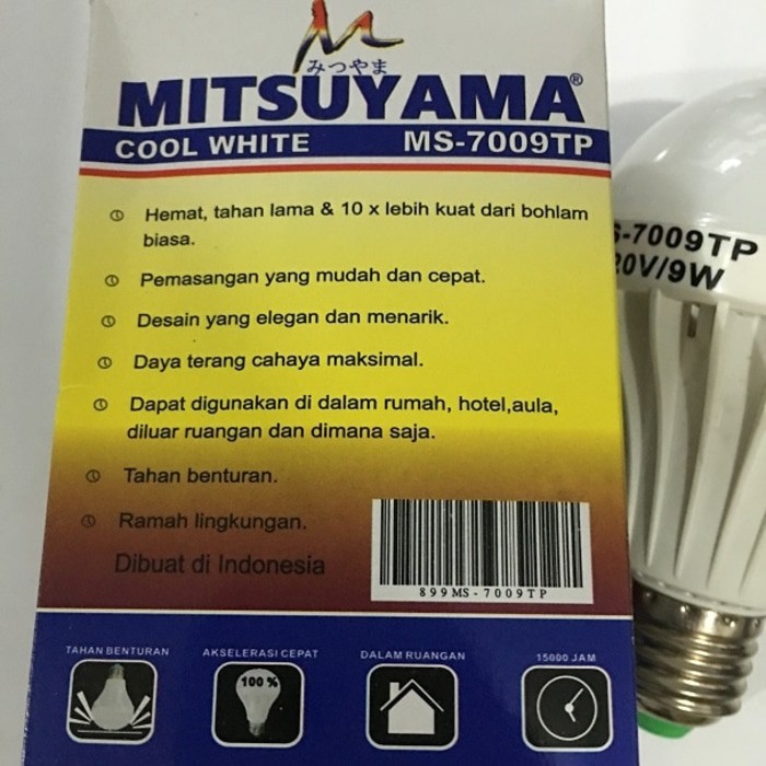 Lampu LED 9W Mitsuyama Kualitas Terbaik Putih MS7009TP