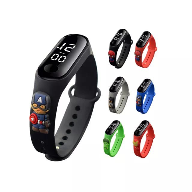 Jam Tangan Wanita Pria Anak Anak Miband Led Karet Karakter Boneka